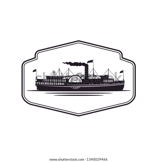 蒸気船 蒸気船シルエットイラスト のイラスト素材