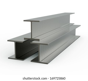 Steel Beams Isolated On White Background 