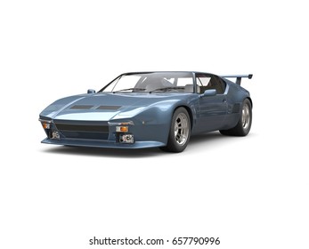 Steel Blue Eighties Sports Car - 3D Illustration  