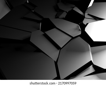 Steel Destructed Shattered Pieces Of Wall. 3d Rendering