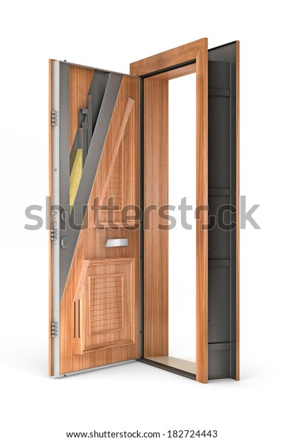 Steel Door Section On White Background Stock Illustration