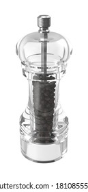 Steel And Glass Pepper Grinder 3D Illustration On White Background