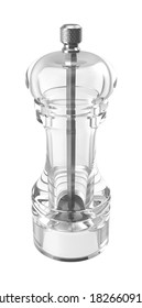 Steel And Glass Pepper Grinder 3D Illustration On White Background