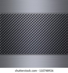 Steel Mesh Over Brushed Aluminum Background Or Texture