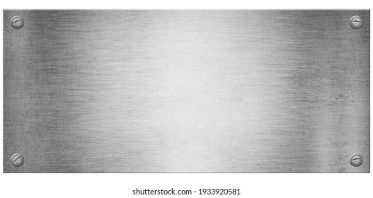 Steel metal plate with space for your text isolated on white background 3D illustration.