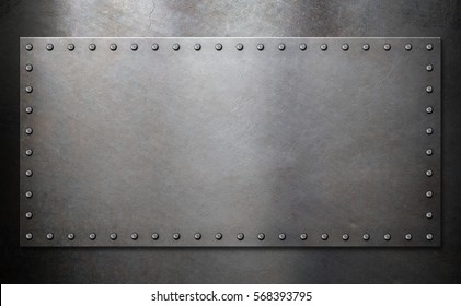 Steel Plate With Rivets Over Metal Background