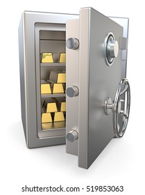 Steel Security Safe Gold Bars 3d Stock Illustration 519853063 ...