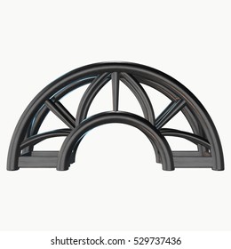 Steel Truss Arc Girder Element. 3d Render Isolated On White