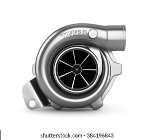 Steel turbocharger isolated on white background High resolution 3d