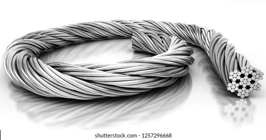 Steel Wire Cable, 3d Illustration