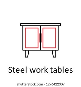 Steel Work Tables Icon. Element Of Restaurant Professional Equipment. Thin Line Icon For Website Design And Development, App Development. Premium Icon