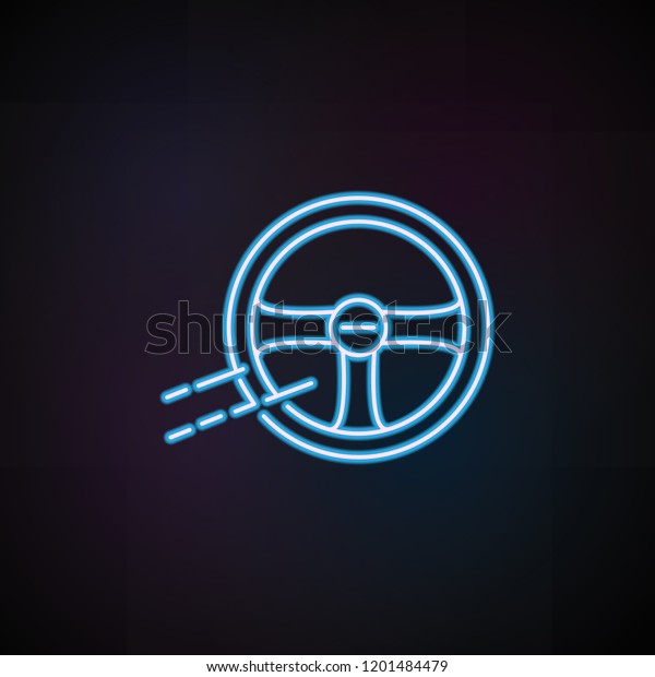 steering wheel icon in neon style. One of\
Speed collection icon can be used for UI,\
UX
