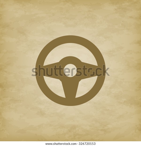 Steering wheel isolated on grunge\
background-illustration. A simple single\
wheel.