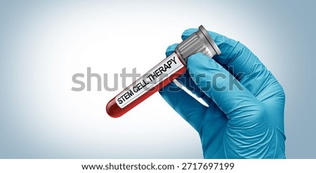 Stem Cell Donation and human regenerative treatment donating stem cells as Regenerative Medicine as Mesenchymal Cells in a test tube as a Doctor or researcher holding a glass container for joint pain.