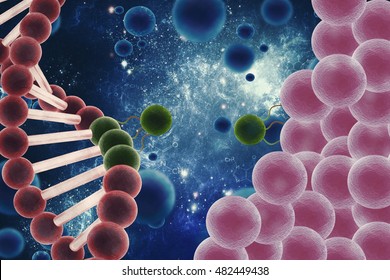  Stem Cells and DNA strand,  Stem Cell Viral Attack 