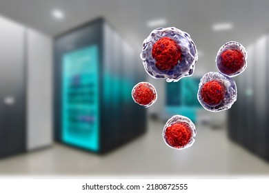 Stem Cells With High Tech Laboratory Background 3d Rendering