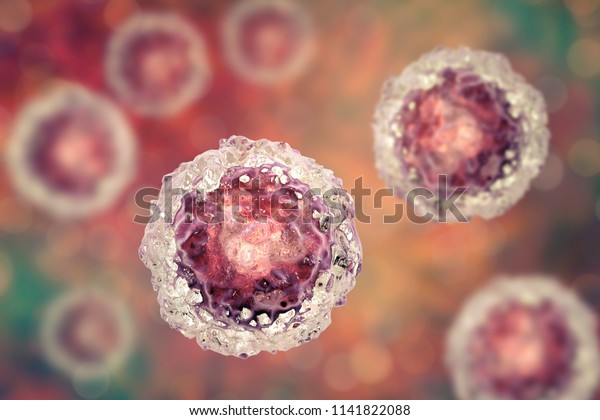 Stem cells\
on colorful background, 3D\
illustration