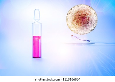 Stem Cells Research Concept. Cell Culture For The Biomedical Diagnostic Immunotherapy, Regeneration , Disease Treatment, Embryonic Stem Cells , Cellular Therapy , 3d Rendering