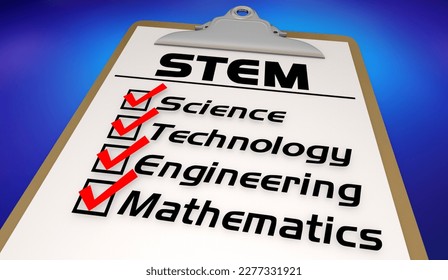 STEM Science Technology Engineering Mathematics Checklist Course Education 3d Illustration - Powered by Shutterstock