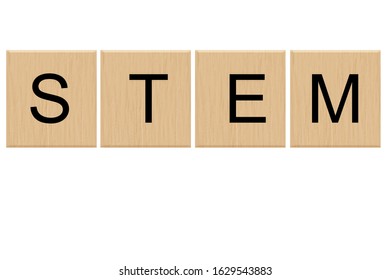 STEM-Science, Technology, Engineering & Math, Written On Word Game Tiles.