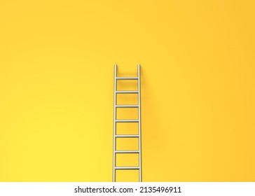 Step ladder yellow wall and copy space  3d rendering 3d illustration 