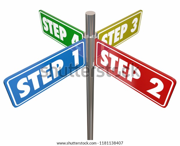 Steps 1 2 3 4 Instructions のイラスト素材 1181138407