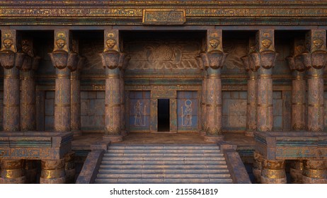 Steps To Entrance To An Ancient Egyptian Temple. 3D Render.