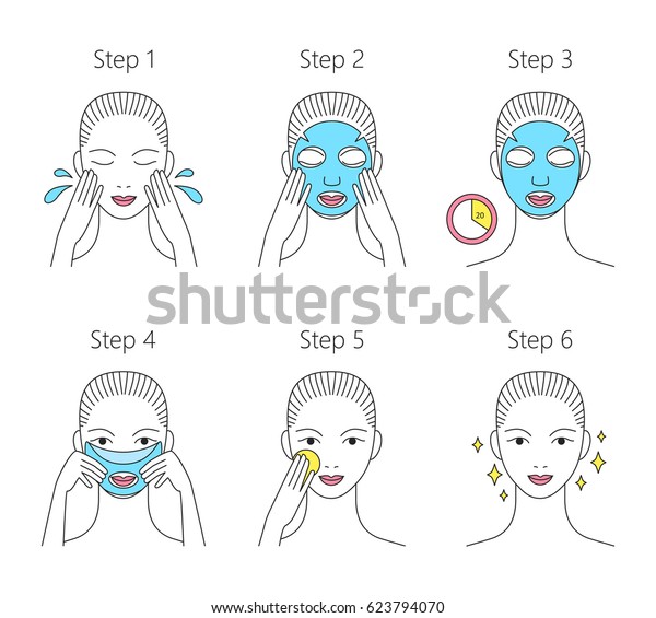 Steps How Apply Facial Sheet Mask Stock Illustration 623794070 ...