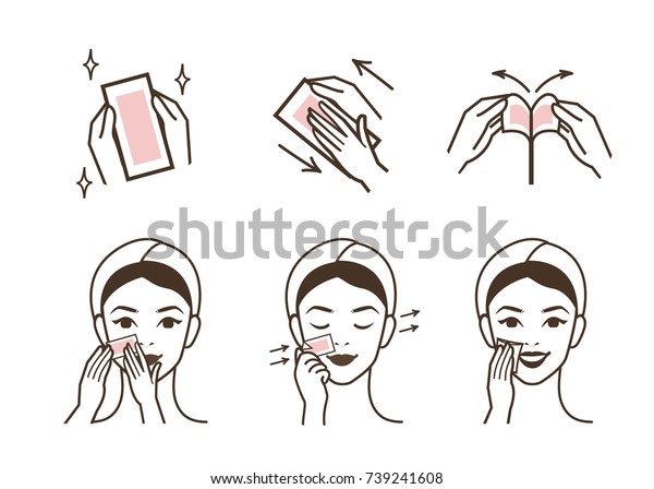 Steps How Use Strip Wax Facial Stock Illustration 739241608