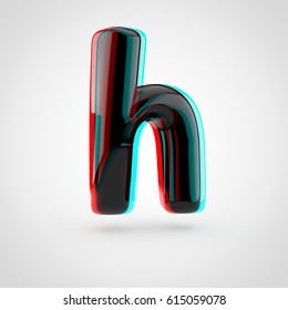 Stereoscopic Glossy Black Letter H Uppercase 3d Render Of Bubble