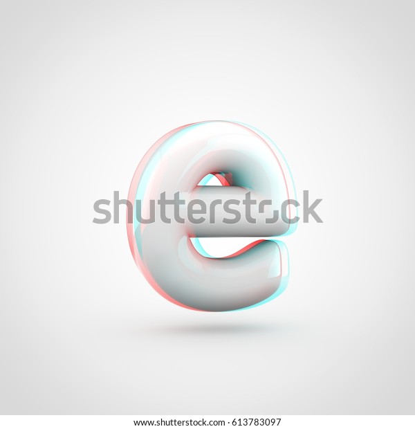 Stereoscopic Glossy White Letter E Lowercase Stock Illustration