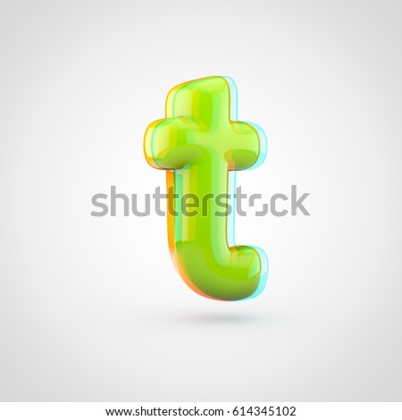 Stereoscopic Glossy Yellow Letter T Lowercase Stock Illustration