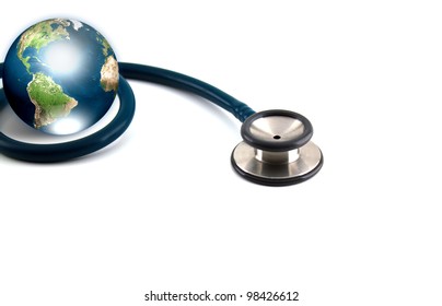 Stethoscope and earth (Elements of this image furnished by NASA)