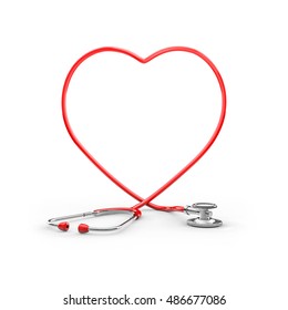 Stethoscope Heart Frame / 3D Illustration Of Stethoscope Tubing Forming Heart Shape