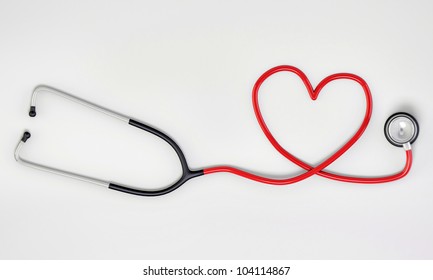 Stethoscope Heart Shape Isolated On White Background