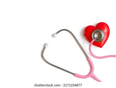 Stethoscope Red Heart Isolated On White Stock Illustration 2171254877 ...