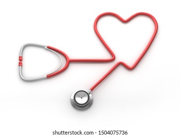 Stethoscope in shape of a heart - 3D illustration - Powered by Shutterstock