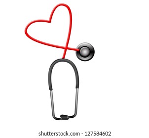 Stethoscope Shape Heart Isolated On White Stock Illustration 127584602 ...