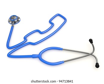 Stethoscope And A Silhouette Of Phone. 3d