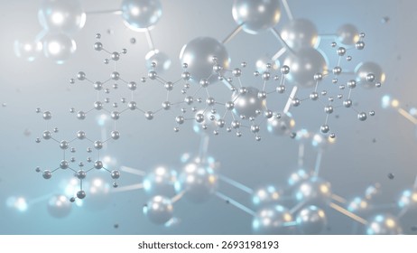 stevioside molecular structure, 3d model molecule, glycoside structural chemical formula view from a microscope
