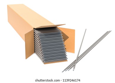 Stick Electrode, Welding Rods. 3D Rendering Isolated On White Background