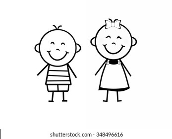 Stick Figure Boy Girl Stock Illustration 348496616 | Shutterstock