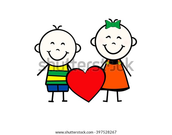 Stick Figure Boy Girl Heart Stock Illustration 397528267 | Shutterstock