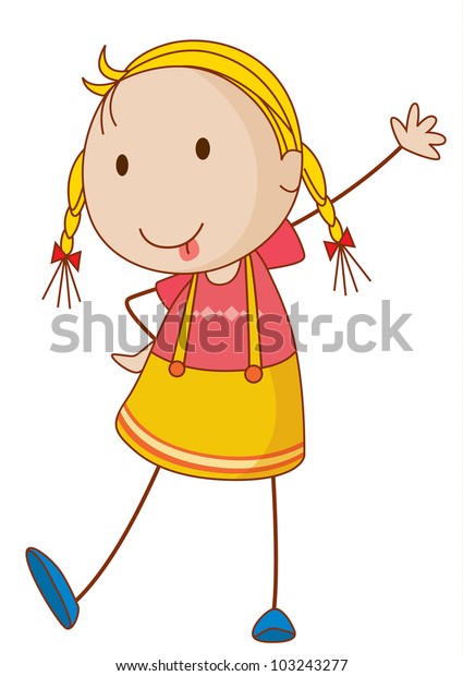 Stick Figure Cute Girl Eps Vector Stock Illustration 103243277