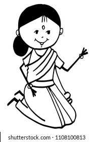 Stick Figure Indian Woman Saree Stock Illustration 1108100813 ...