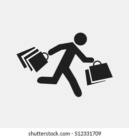 stick figure with shopping bags