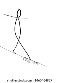 Stick Figure Tight Rope Walking