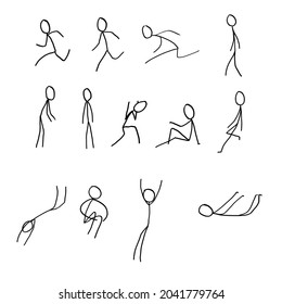 Stick Figures Performing Different Kinds Actions Stock Illustration ...