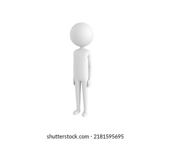 Stick Man Character Standing In 3d Rendering.