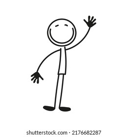 Stick Man Hand Drawn Black Line Stock Illustration 2176682287 ...